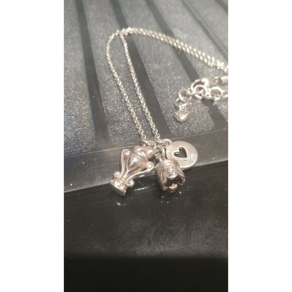 Brighton Heart Silver Plated Dangle Necklace Adjustable - Picture 3 of 5